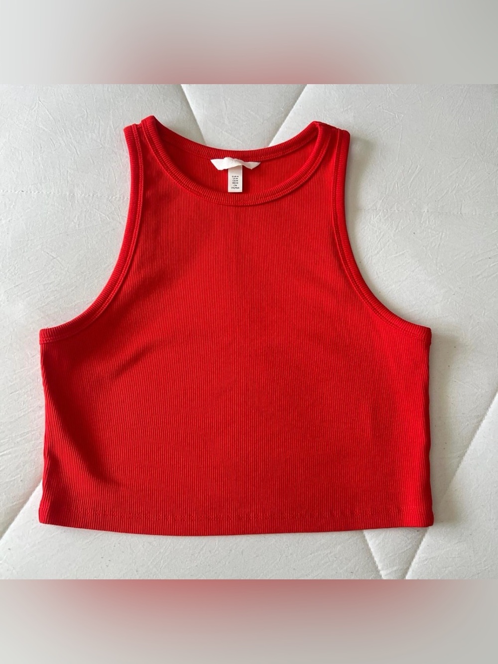 H&M Red Ribbed Crop Tank Top
